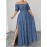 [Plus Size Elegant Party Dress] Elegant Plus Size Women's Off-the-Shoulder/One-Shoulder Party Dress | Formal/Evening Gown, Machine Washable Non-See-Through Fabric, Flared Hem Maxi Dress for Formal Events, Galas, Everyday Evening Outfits YZ302