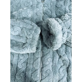 Plus Size - Women'S Cozy Fleece-Lined Hooded Jacket - Thick Warm Winter Coat with Pockets, Soft Plush Lining, Elegant Casual Outerwear for Fall & Winter