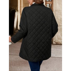 Plus Size, Women's Plus Size Winter Coat - Elegant Long Jacket with Pockets, Machine Washable Cold Weather Outerwear, Formal & Everyday Chic Outer Jacket for Women, Cold Weather Apparel, Nonstretch Fabric, Durable Construction