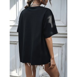 Women'S Casual Graphic T-Shirt - Short Sleeve Crew Neck, Vibrant Anime-Inspired Design with Pink Cat Ears & Mask, Lightweight Polyester for Spring & Summer, Spring Casual Wear | Vibrant Print Top | Comfortable Fit, Anime Tshirt