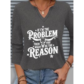 [Casual V-Neck T-Shirt] Comfortable Women's Casual V-Neck 3/4 Sleeve T-Shirt | 