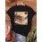 Women's Vintage Japanese Woodblock Print T-Shirt - Cherry Blossom & Red Sun Design, Semi-Sheer Short Sleeve Crew Neck Casual Top, Machine Washable for Spring & Summer, Breathable Fabric