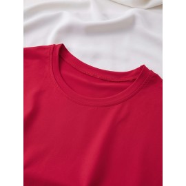 Women's Casual Short Sleeve T-Shirt - Vibrant Purple with White Spanish Scripture Letter Print (Isaiah 30:5), 100% Polyester Knit, Lightweight 180g All-Season Top, Machine Washable