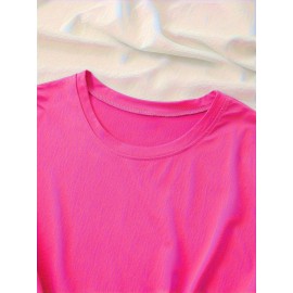 Women's Casual Short Sleeve T-Shirt - Vibrant Purple with White Spanish Scripture Letter Print (Isaiah 30:5), 100% Polyester Knit, Lightweight 180g All-Season Top, Machine Washable