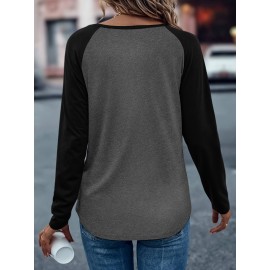 Women's Retro Anime Cat Eating Ramen Graphic Raglan Long Sleeve T-Shirt - Color Block Casual Top with Japanese-Inspired Design, Soft Stretch Fabric, Machine Washable for Spring/Fall, Spring Fall Apparel, Playful Design, Comfortable Fit