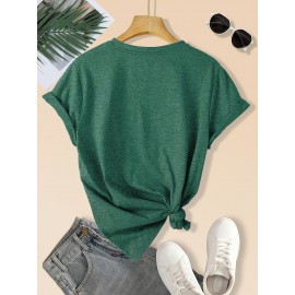 Women'S Casual Forest Print T-Shirt - Breathable Short Sleeve Crew Neck, Dopamine Design, Versatile Outdoor & Top for Spring/Summer/Fall, Forest Shirt