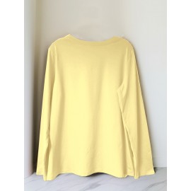 Women's West Coast Surf Gradient Tie-Dye Long Sleeve T-Shirt, Bright Yellow Crew Neck with Artistic Ocean Wave Print, Stretchy Polyester Blend, Casual Spring/Summer Sportswear, Machine Washable, Beach Wear