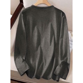 KC Football Long Sleeve Crew Neck T-Shirt - Casual, Alphabet Pattern, Regular Fit, Polyester Knit Fabric, All Seasons, No Belt, Long Sleeve, Regular Sleeve, No Chest Pad, Pullovers, Fabric Weight 180 g/m²