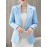 [Elegant Blazer] Polyester Elegant Light Blue Blazer | Women's Single-Breasted Long Sleeves Jacket - Regular Fit, Button-Up Design, Office Attire for Spring/Summer/Fall