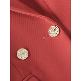 [Chic Double Breasted Blazer] Long Sleeve Double Breasted Chic Blazer for Women - Polyester Lined, Regular Fit, Woven Fabric - Spring/Fall 2024 Collection