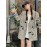 Women's Geometric Print Casual Coat - Loose Fit Mid-Length Jacket with Buttons, 100% Polyester, All-Season Versatile Outerwear
