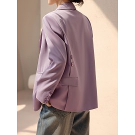 XWI Elegant Solid Color Blazer for Women - Classic Long Sleeve, Open Front with Single Button, Machine Washable - Perfect for Spring & Fall